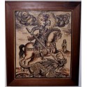Socarrat painted with engraving of San Jorge. 37.5 x 32 cm. framed. 