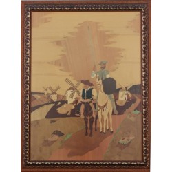 Picture painted marquetry. Don Quixote. handmade