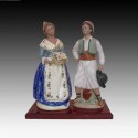 Porcelain figurines. Fallas couple with blue base. limited Edition