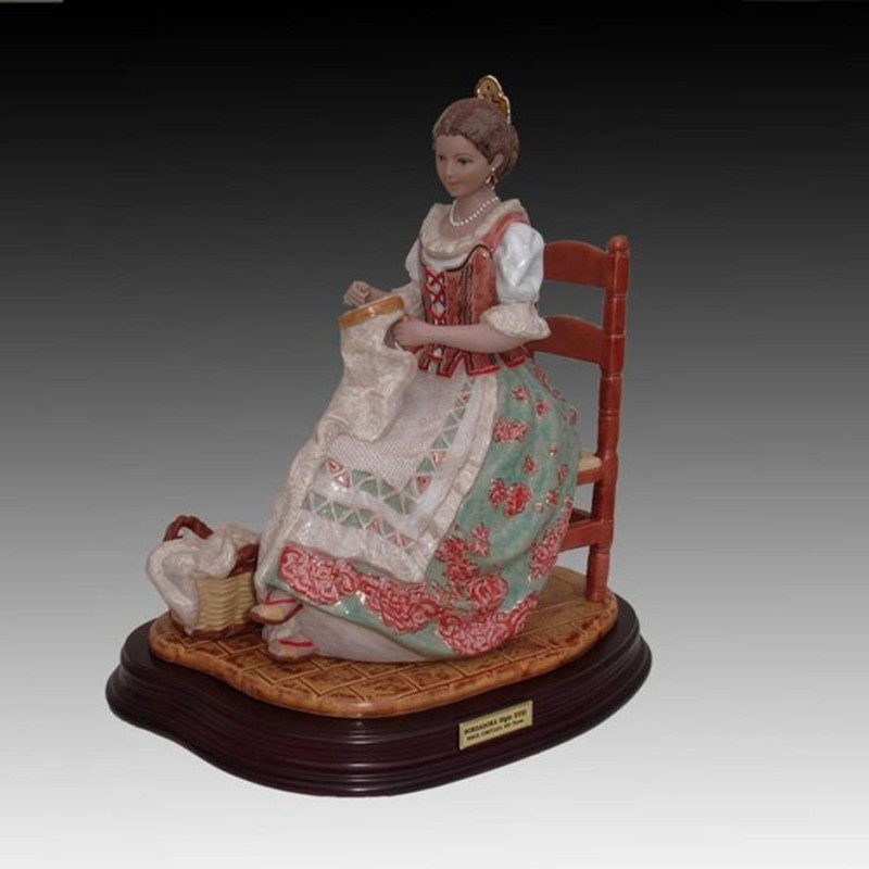 Porcelain figurines. XVIII century embroidery with stand, limited edition