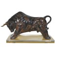 porcelain statue. a figurative bull in black color. ramming. with footboards. limited series