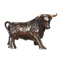 Porcelain figure, figurative black bull walking with stand, limited edition