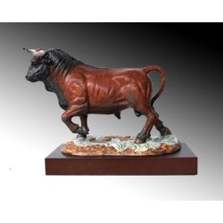 Porcelain figurine. a red walking Bull. with base, limited series. model Queen isabel