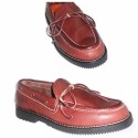 moccasins. Bordeaux leather boat shoe. with loop. handmade. classic design. resistant. exclusivity