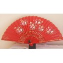 Spanish hand fan. wood. gift . Painted and handmade, in red