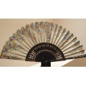 Spanish hand fan with certificate. Painted and handmade, in blue