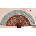 Wooden red hand fan collector certificate. Painted and handmade. buy london york