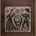 Fliesen Keramik Socarrat dekoriert mit einem partner.Kunst des Mittelalters. handgefertigt