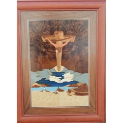 Marquetry Painting . Christ of Dali